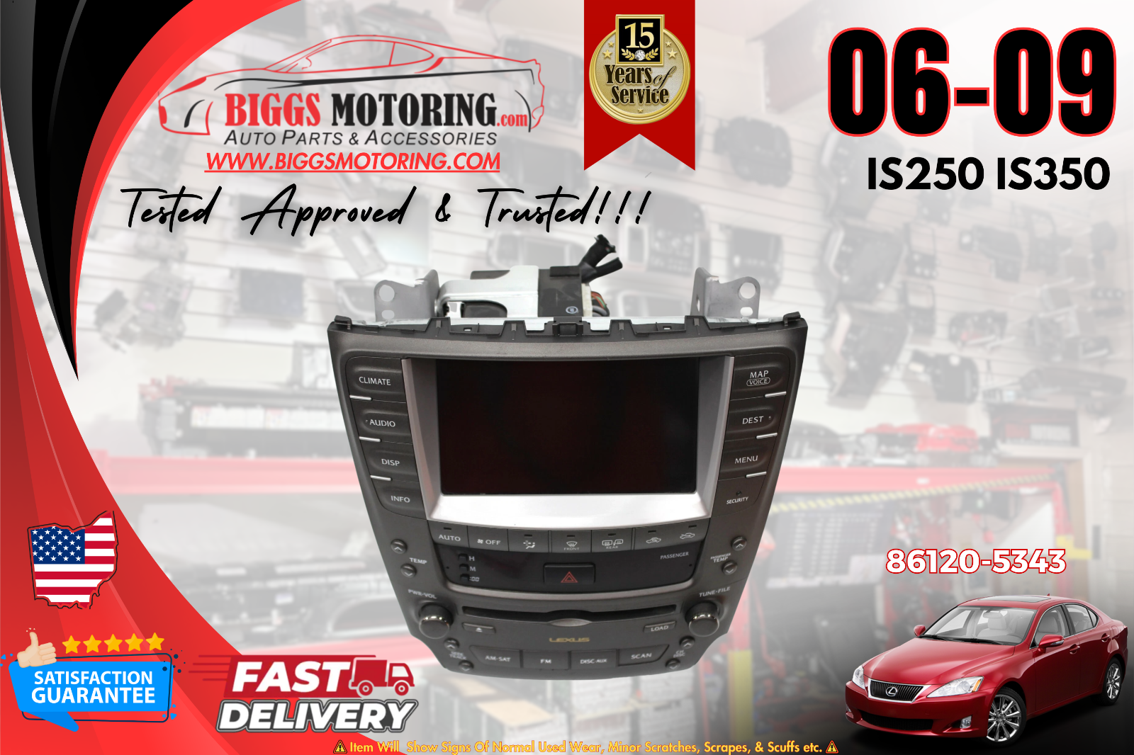 2006-2009 Lexus IS250 IS350 Navigation Radio Cd Player Display