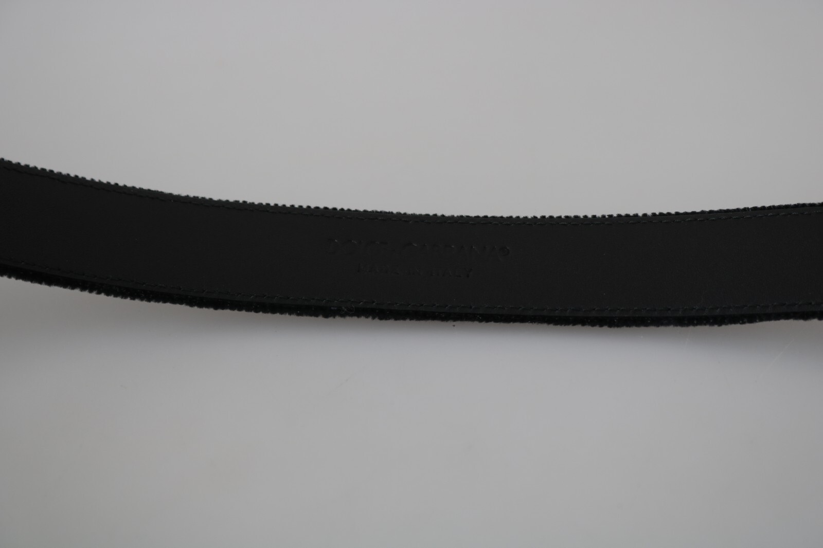 Pre-owned Dolce & Gabbana Belt Black Velvet Silver Tone Metal Buckle Mens S. 115cm / 46in