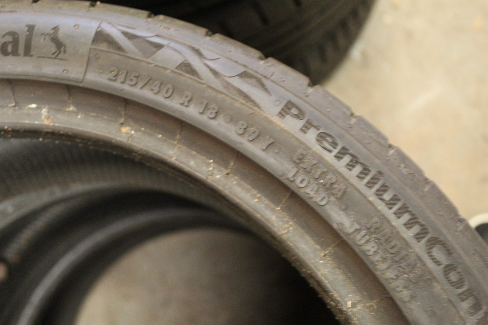 215 40 18 Continental, PC 7, XL, EV, 89Y, x2 A Pair 6.8mm (F1_tyres) X139