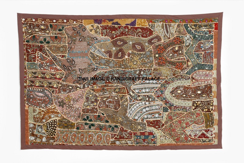 Vintage Wall Tapestry Cotton Hand Beads Embroidered Patchwork Ethnic Hanging
