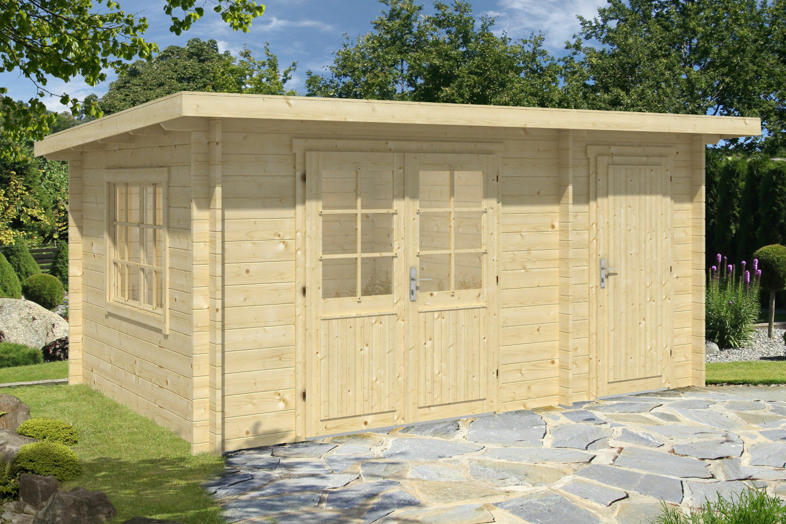 34mm Gartenhaus 450x300 Cm Geratehaus Holzhaus Holz Blockhaus Schuppen Hutte Neu Ebay