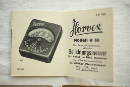 Vintage Antique Horvex H 60 Light Meter Germany With Orig Box Leather Case Tucht