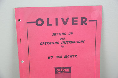 Oliver No. 355 Mower Tractor Operator's ORIGINAL Vitnage Service Parts Manual