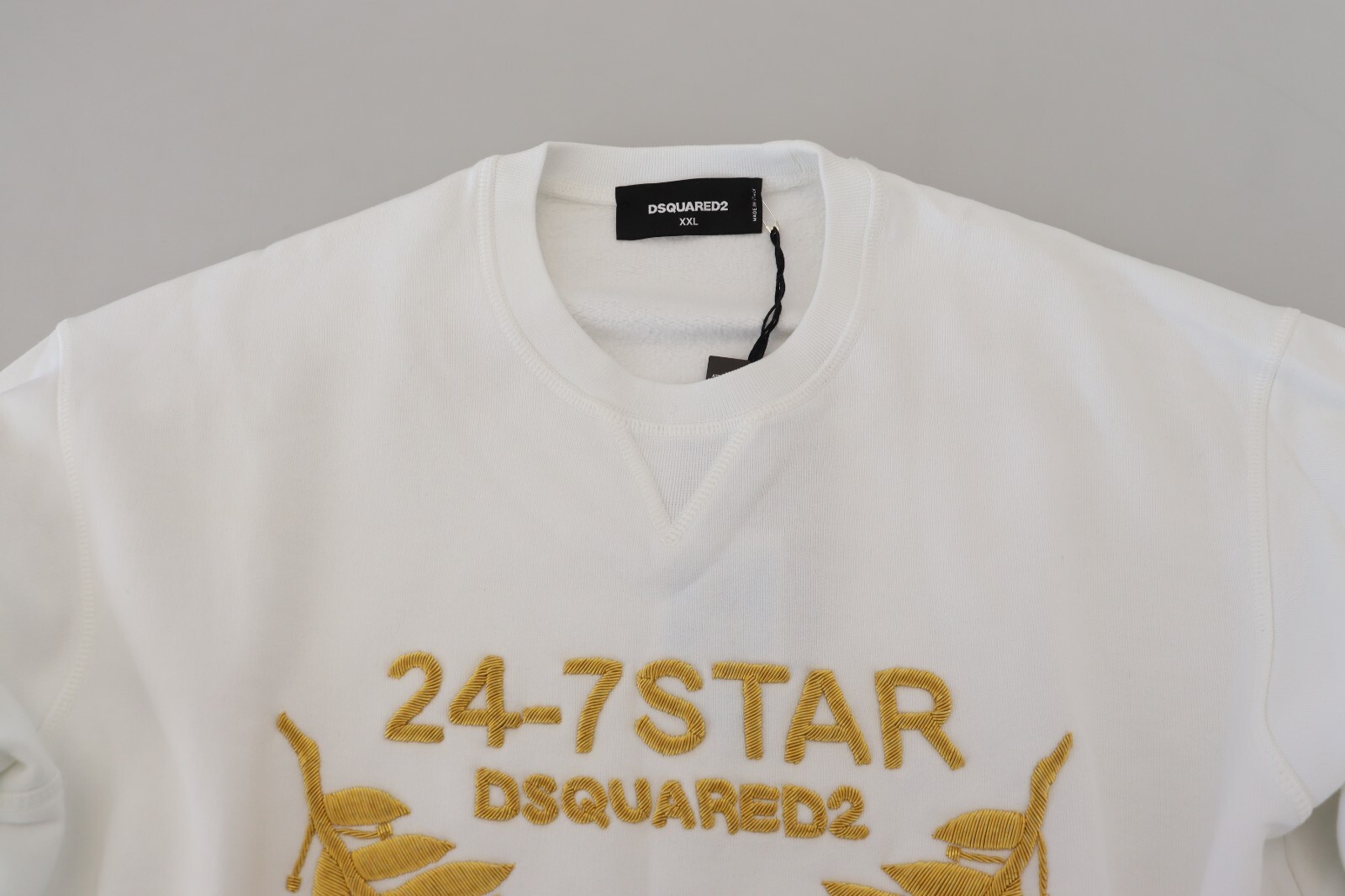 Pre-owned Dsquared2 Sweater White Embroidered Crewneck Sweatshirt It46/us36/s Rrp 660usd