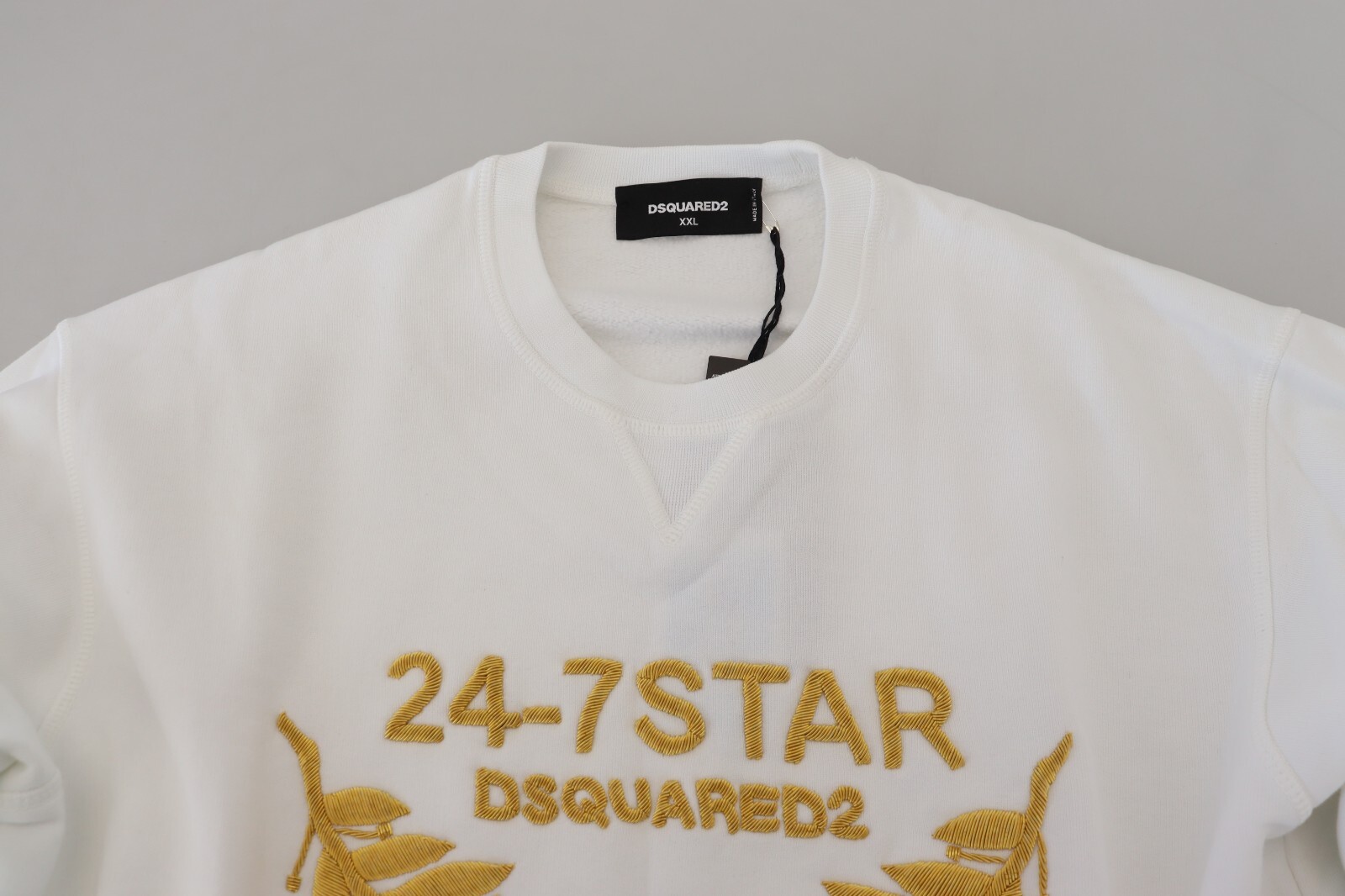 Pre-owned Dsquared2 Sweater White Embroidered Crewneck Sweatshirt It46/us36/s Rrp 660usd