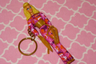 Mattel Barbie Doll ~ Vintage BASIC FUN LIVE ACTION KEYCHAIN Key Chain Mini Doll