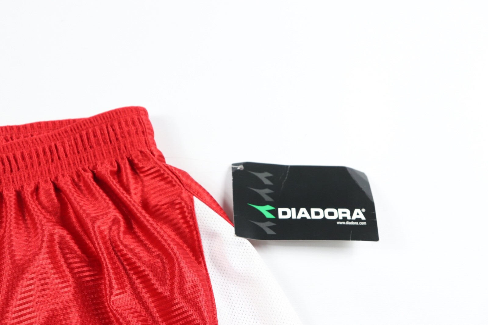 Vtg New Diadora Mens Small Spell Out Athletic Running Soccer Shorts Red White