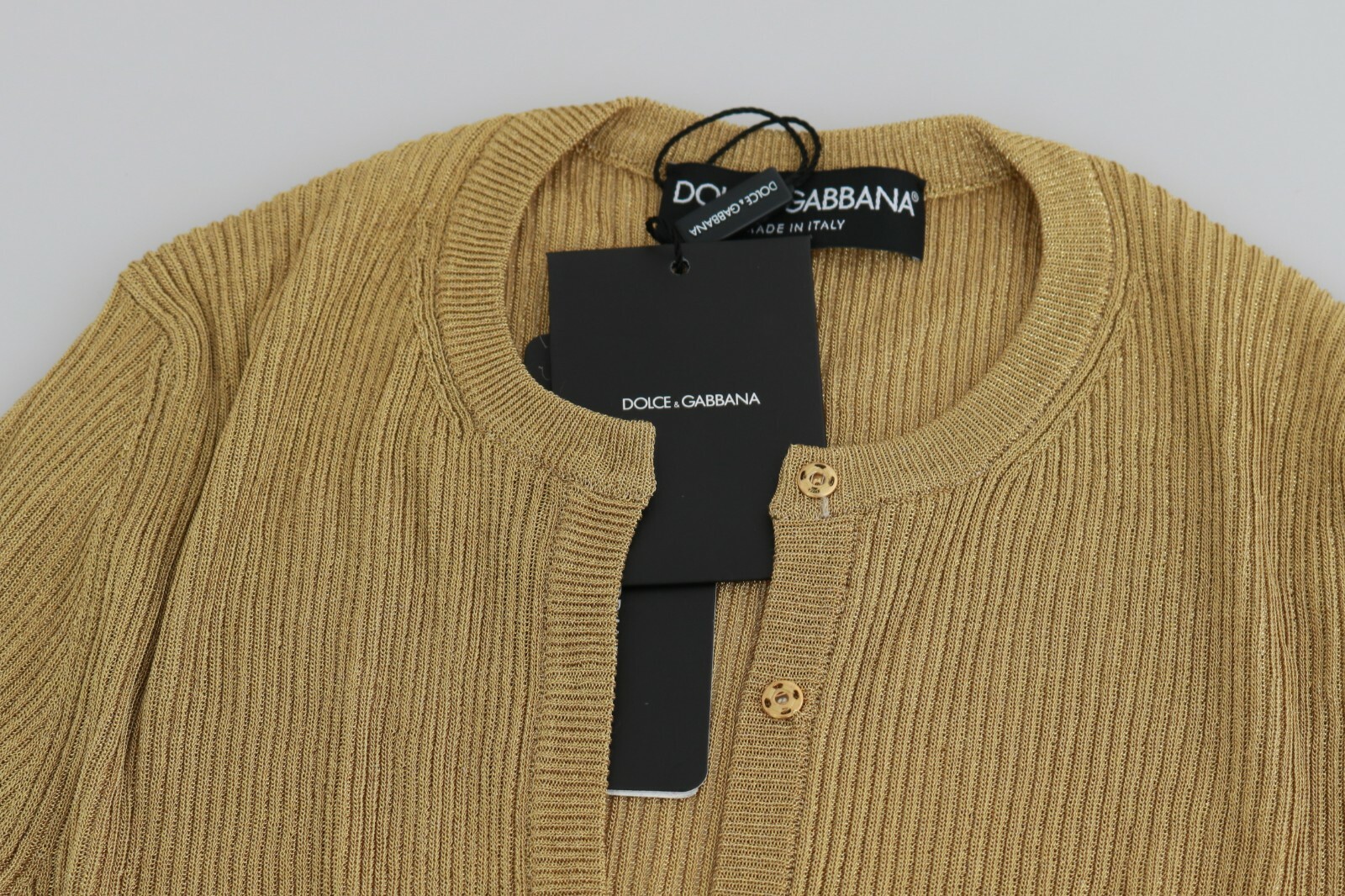 

DOLCE - GABBANA Свитер Вискозный золотой кардиган с длинными рукавами IT44 / US10 /  1100 $