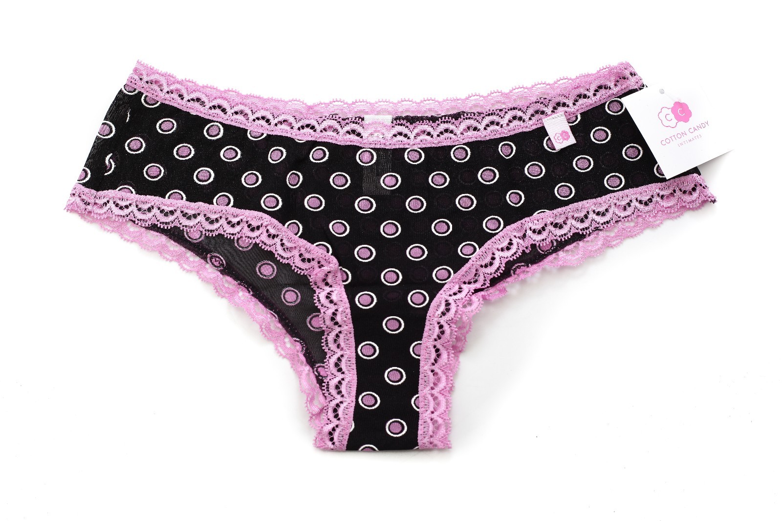 Cotton Candy Panty Panties Womens Cheeky Black White Dots Intimate Wear
