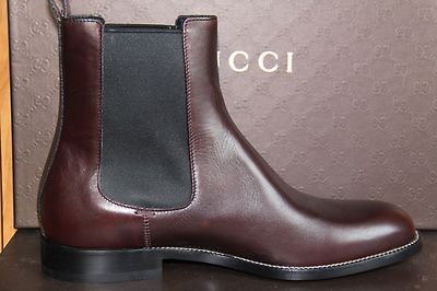 Pre-owned Gucci Men's Leather Ankle Boots Shoes 247492  7-7.5 (us 7.5-8) $800 In Red