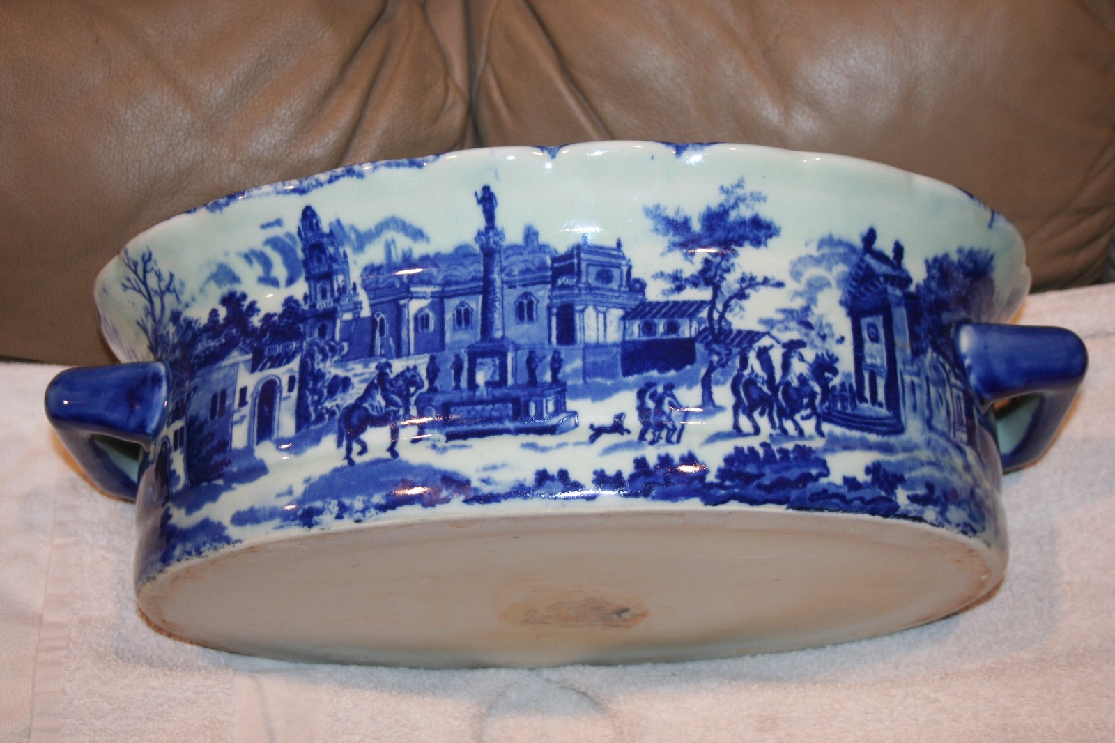 Antique Flow Blue Large Centerpiece Bowl Made in England