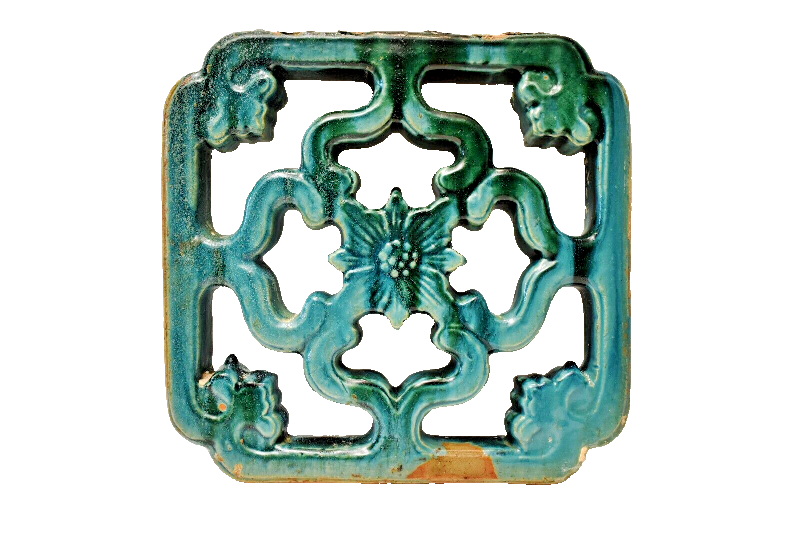 台湾ヴィンテージ　陶器　窓花　翡翠タイル 台湾ヴィンテージ 陶器 窓花 翡翠タイル Antique Chinese Jade