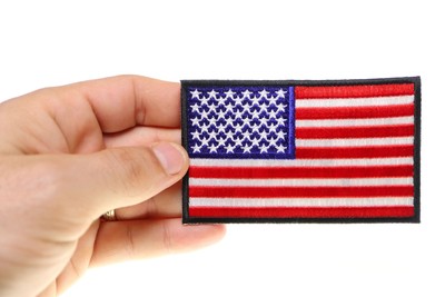 US Flag Patch 4 Inch Black Border - 4x2.5 inch - P3823