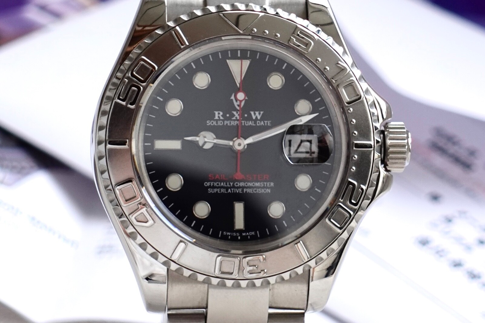 SAMPLE-MODEL！RXW SAIL‐MASTER GMT／MATTE WHITE-DIAL & 24H ENGRAVED 