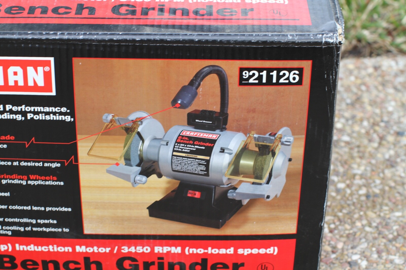 Craftsman 6 in. Bench Grinder 1/3 HP 3450 RPM w/ Light - New in Box