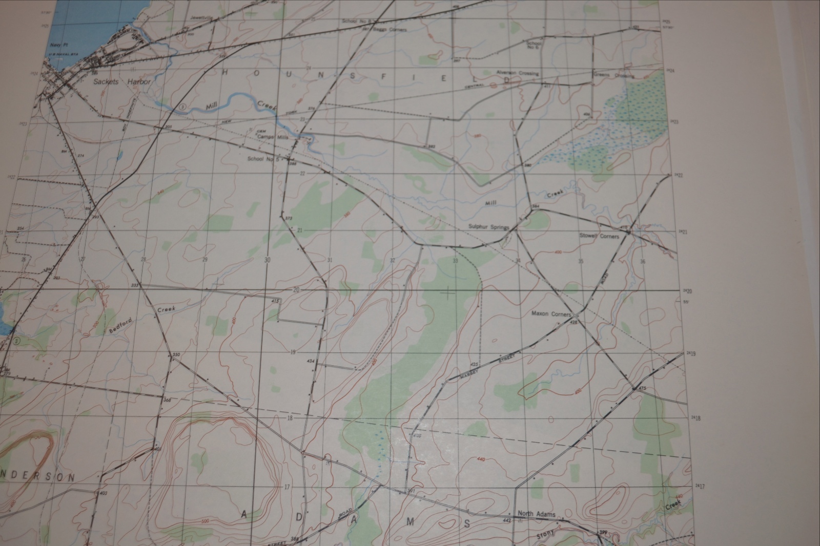 New York vintage 1940's Army topographic map, Sackets Harbor NY Sheet 5771 I NE