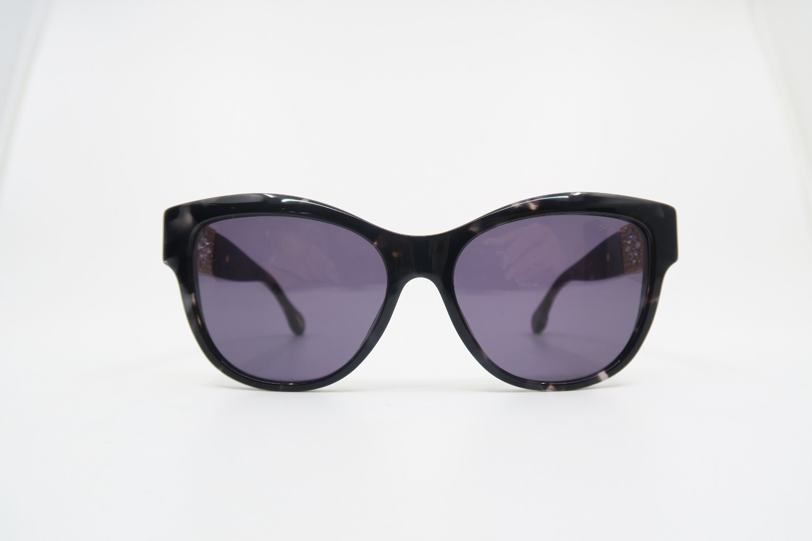 Pre-owned Chopard Sch287s 0721 55 Black On Grey Spotted, Clear Crystals, Sunglasses. In Grey.