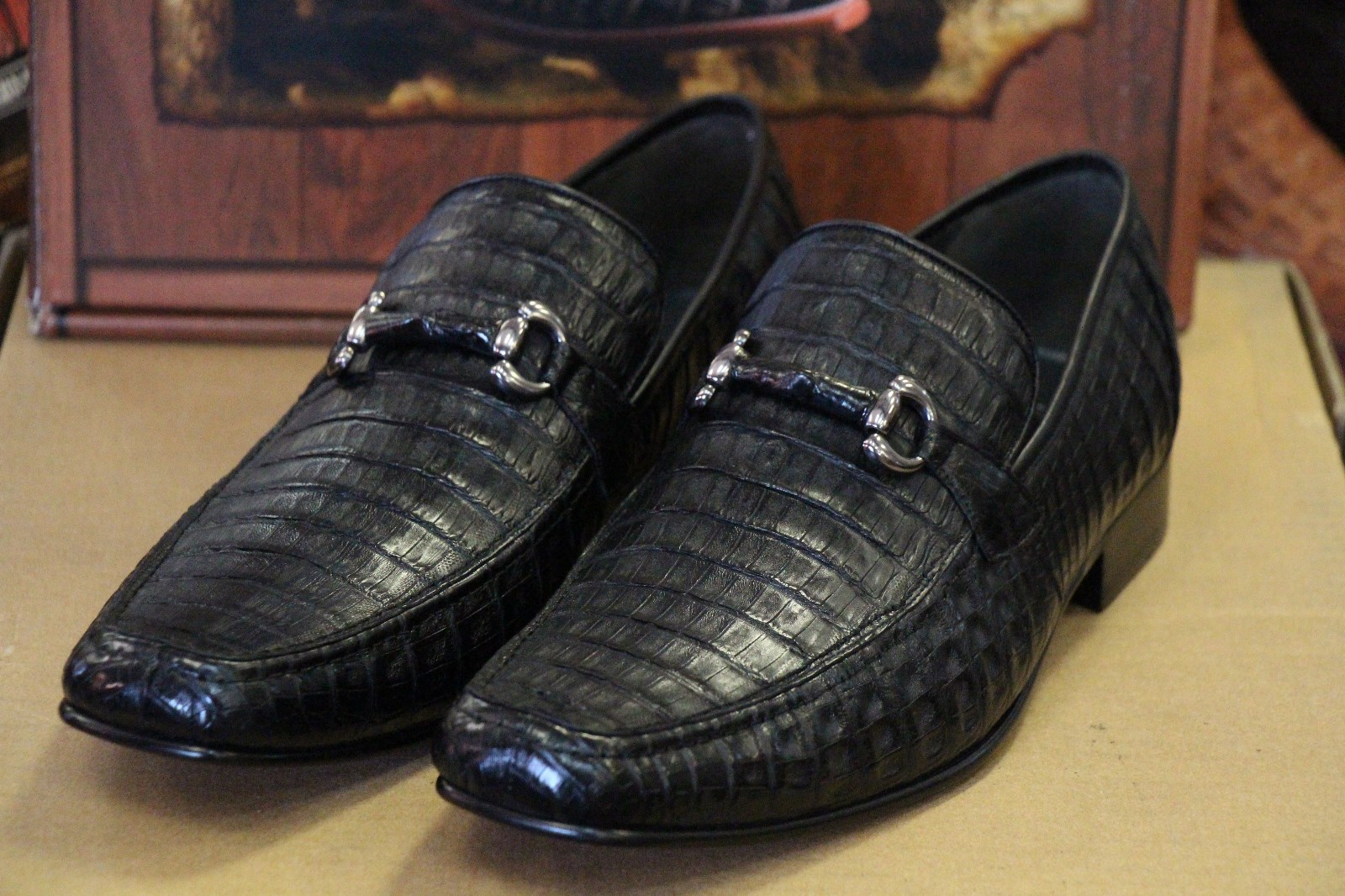Pre-owned Los Altos Boots Los Altos Genuine Black Crocodile Loafer Dress Shoe (ee) Width