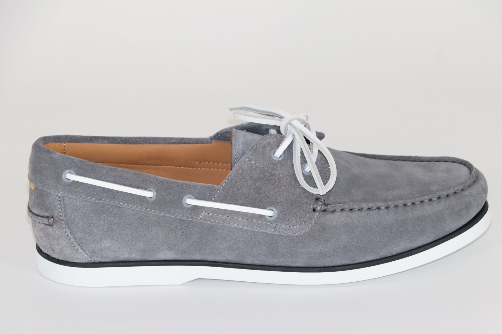 Pre-owned Hugo Boss Boat Shoes, Mod. Bannie_derb_sd, Size 44 / Us 11, Medium Grey In Gray