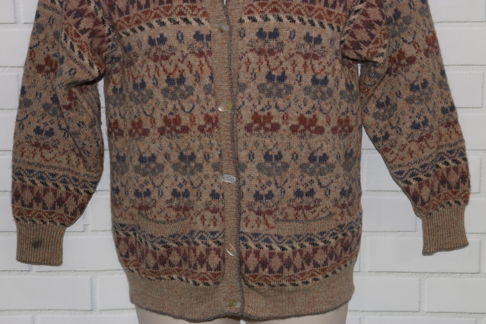 Vintage Woodward-Davey Sz M/L Hand Dyed/Knit Wool Button Cardigan Sweater
