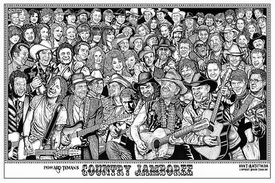 COUNTRY JAMBOREE - HOWARD TEMAN ART POSTER 22x34 - MUSIC COLLAGE 819