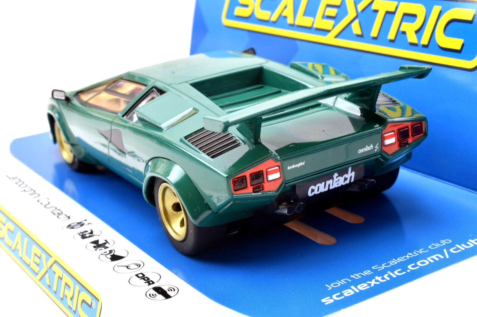 Scalextric Verde Pino Green Lamborghini Countach DPR Lights 1/32 Slot Car C4500