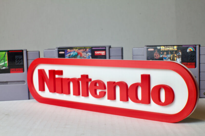 Large Nintendo Logo Video Game Wall Art Collectable Sign