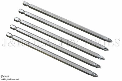 5pc #2 x 6'' Phillips Screwdriver Drill Bit Magnetic Tip Extra Long Set