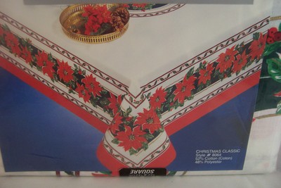 Poinsettia Christmas Tablecloth Sunweave Square 52