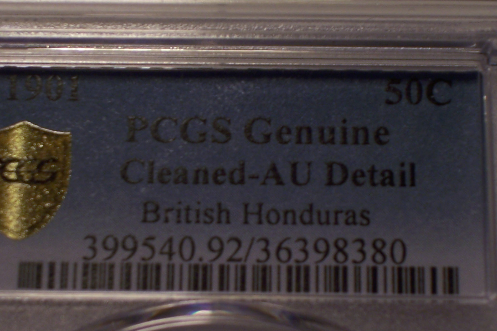 British Honduras 1901 Victoria Fifty Cents 50 Cents. 10,000 Mintage. PCGS Graded