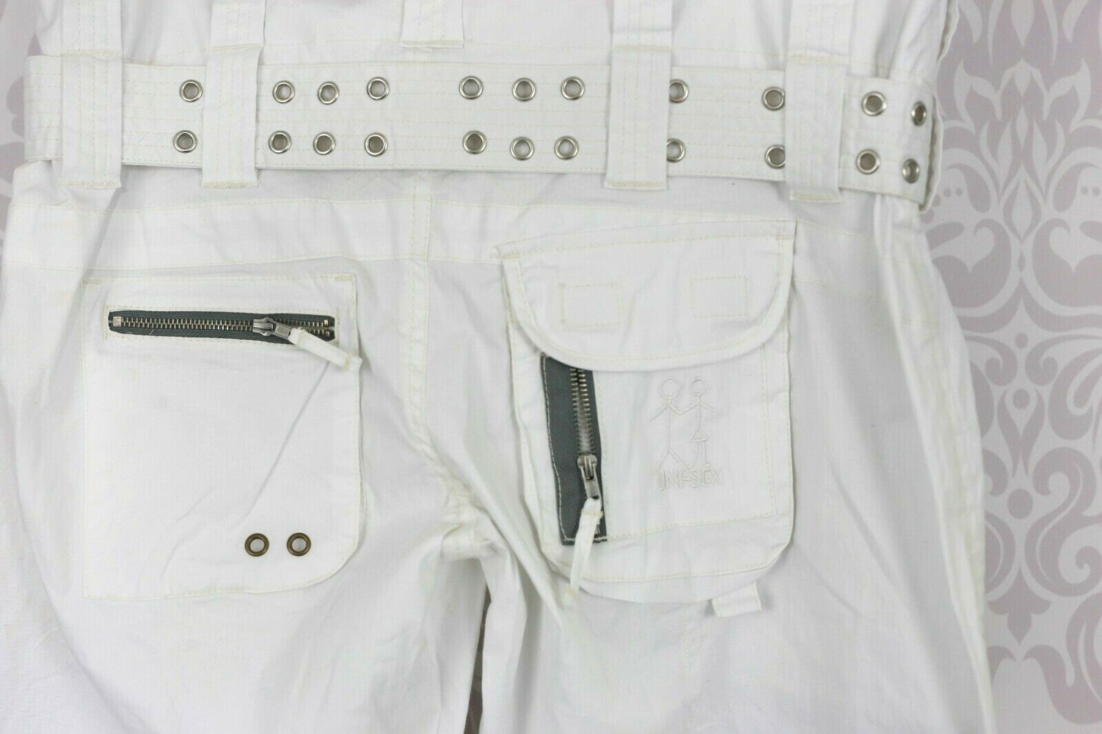 Pete & Greta Cargo Shorts Women's 6 White Cotton Blend Belted No Waist Buttons