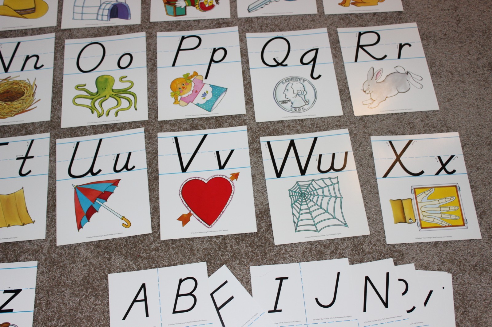 Vtg 1993 D'Nealian Alphabet and Number Teaching Cards Set 8 x 10 Home School