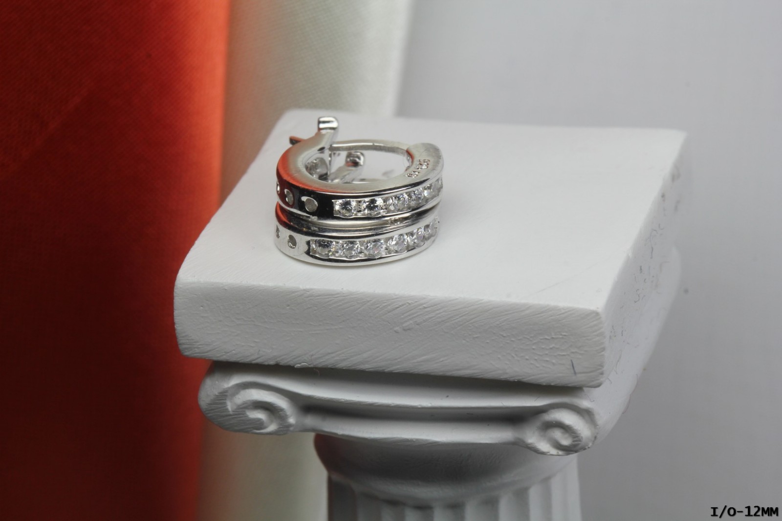 Sterling Silver Round Huggie Hoop Earrings Stones Inside And Out-Beautiful!