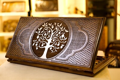 Backgammon Set Tree of Life - Wooden Board Game - Wood Armenian Nardy 40x40cm