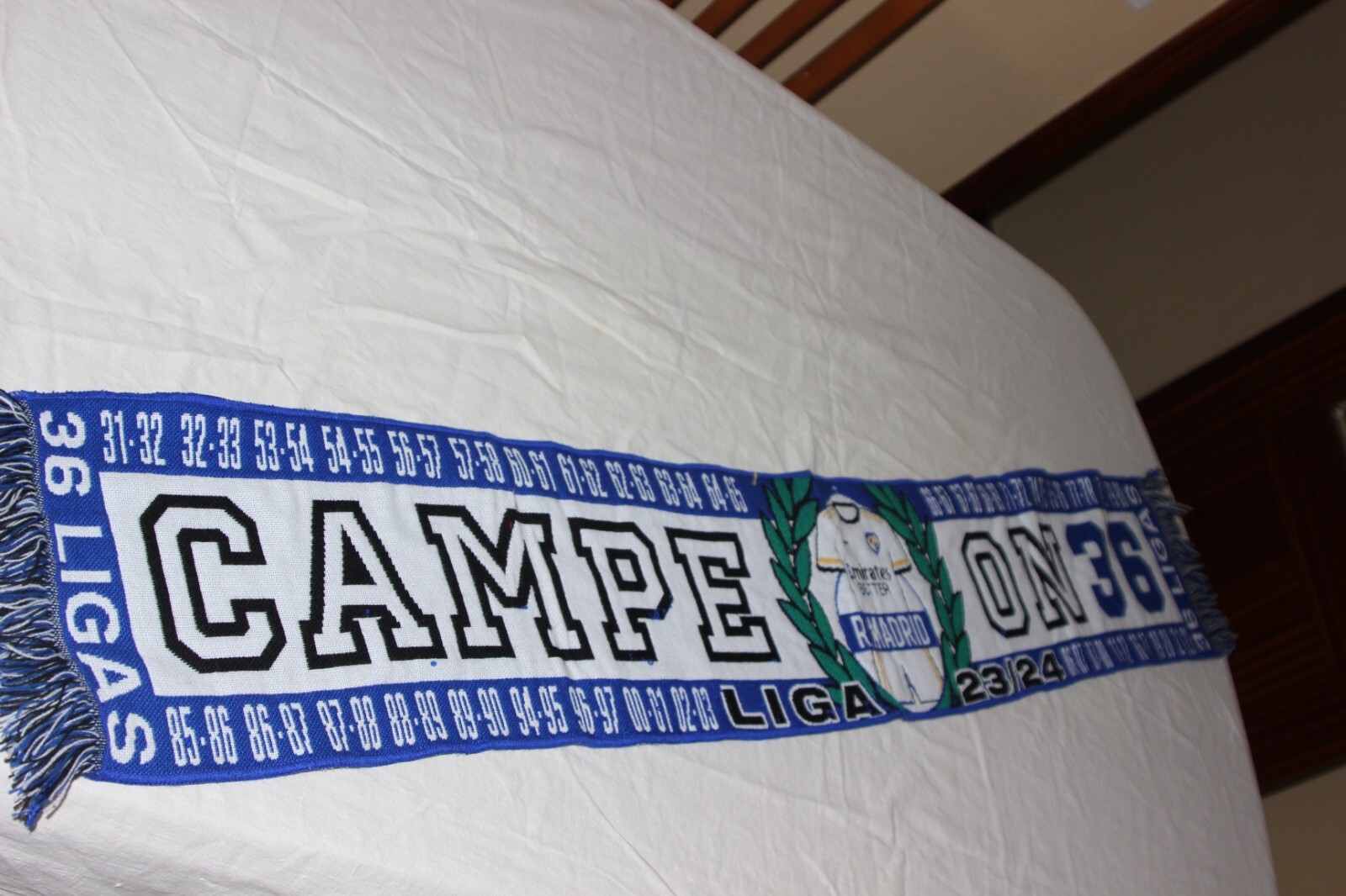 【vintage Real Madrid football scarf】 Vintage Football Scarf Of Real Madrid Champion Of The 7TH