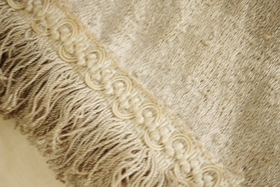 2 antique +valance French raw silk curtains Cream tall ceilings drapes 30's