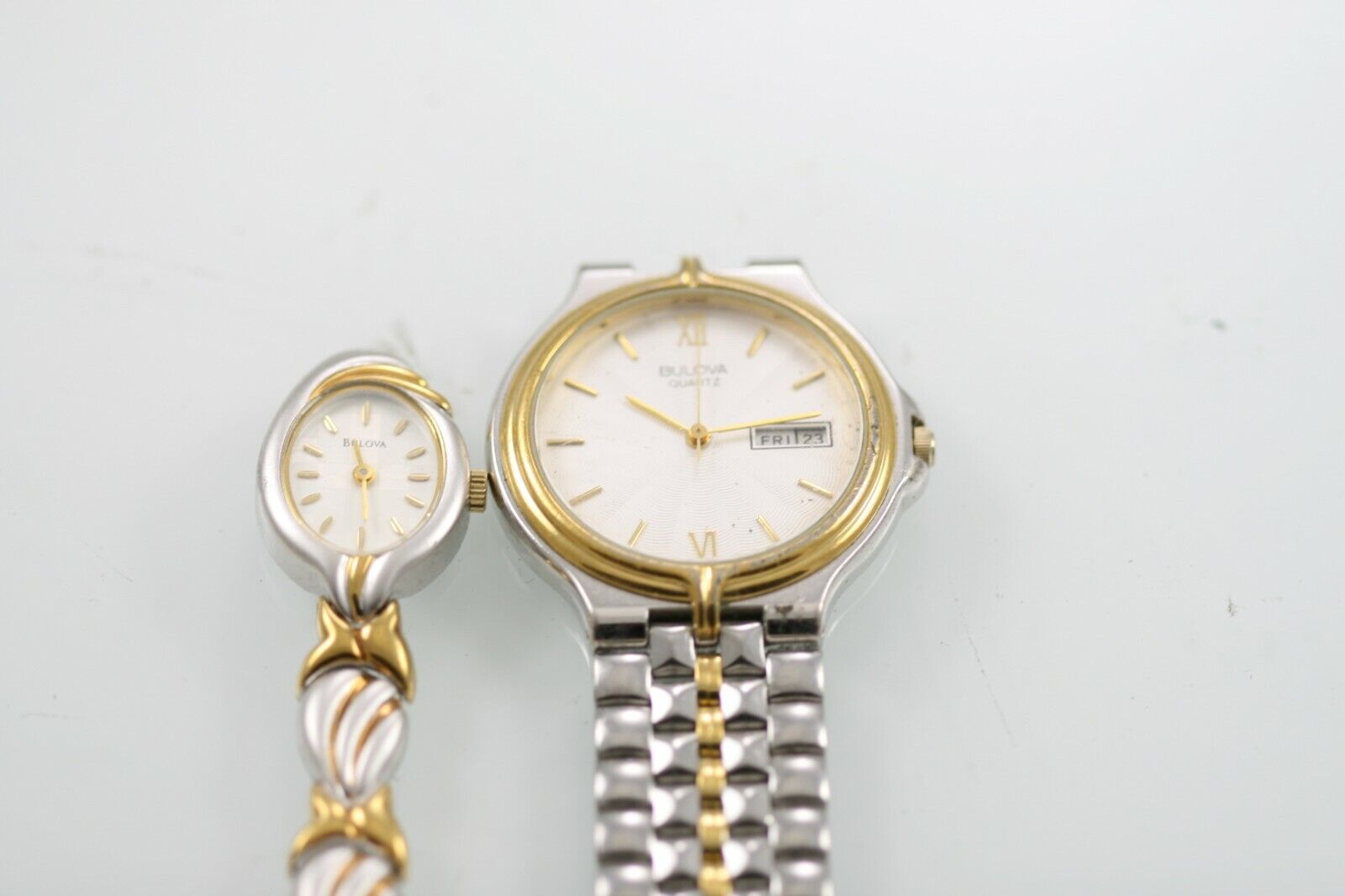 Bulova Watch Men Women Stainless Silver Gold Steel Battery