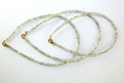 Pre-owned Big-diamonds Grey Rough Uncut Diamond Beads Bracelet With 18k Gold Lobster Clasp 2.50-3.00 Mm In Gray