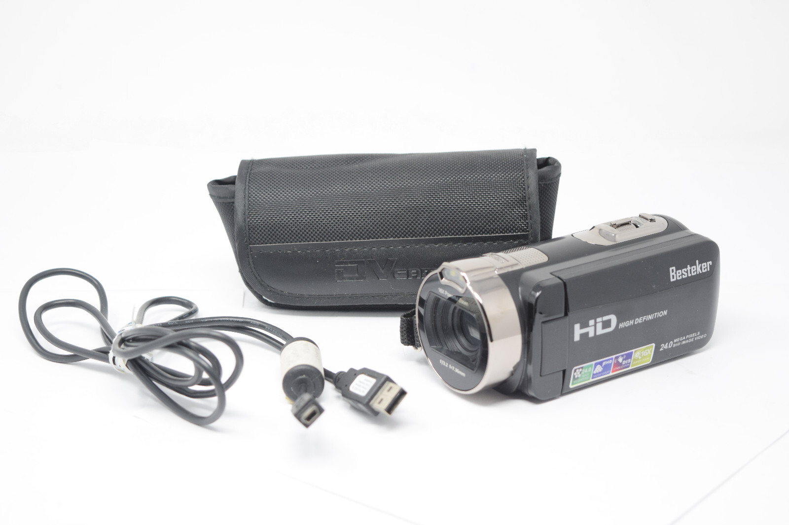 Besteker HD 1080P Black Digital Camcorder Touchscreen 24MP 16x Camera MINT