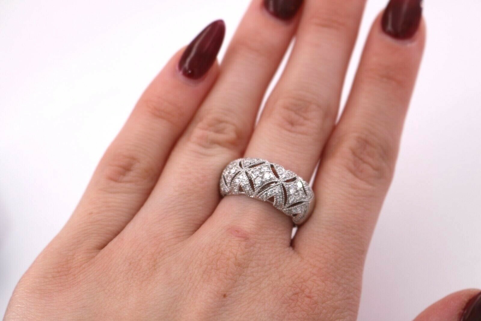 Pre-owned Handmade 14k White Gold 1.00 Ct Diamond Ladies Ring, 5.7gm, Size 7, S14228 In G-h