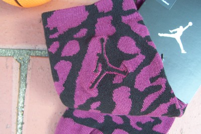 Nike Air Jordan Elephant/Cement Print Burgundy Blk Men's Crew Socks Size L 8-12