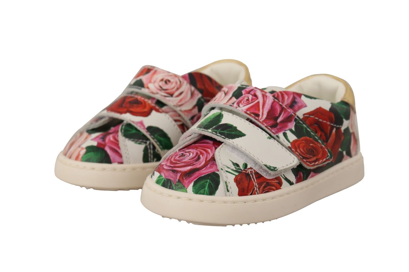 DOLCE & GABBANA Детские кроссовки Обувь Кожа с принтом белой розы EU19 / US4 Рекомендуемая розничная цена 400 долларов США