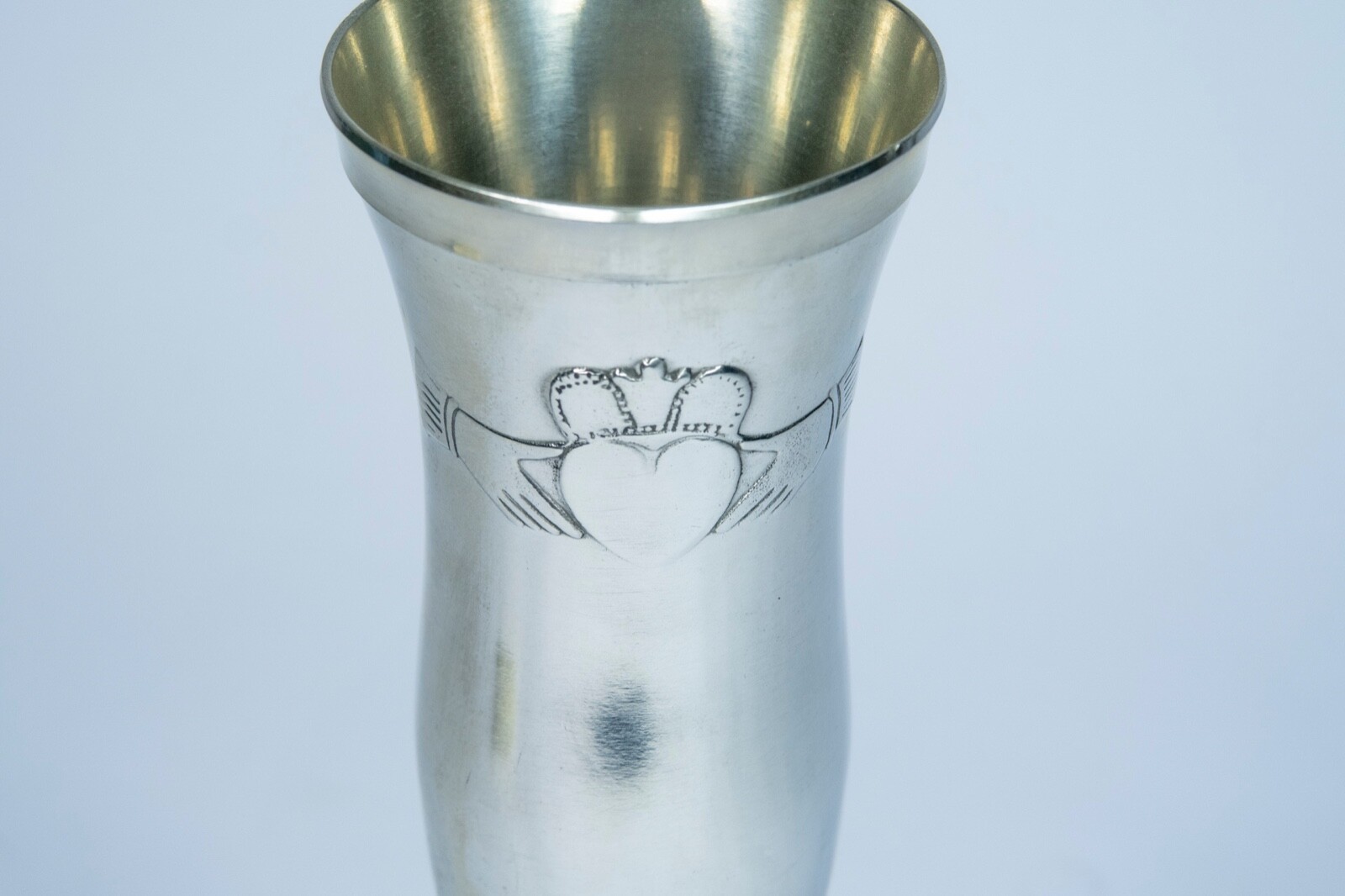 Ireland Mullingar Pewter Claddagh Champagne Flute Set - Heart For Love Free S&H