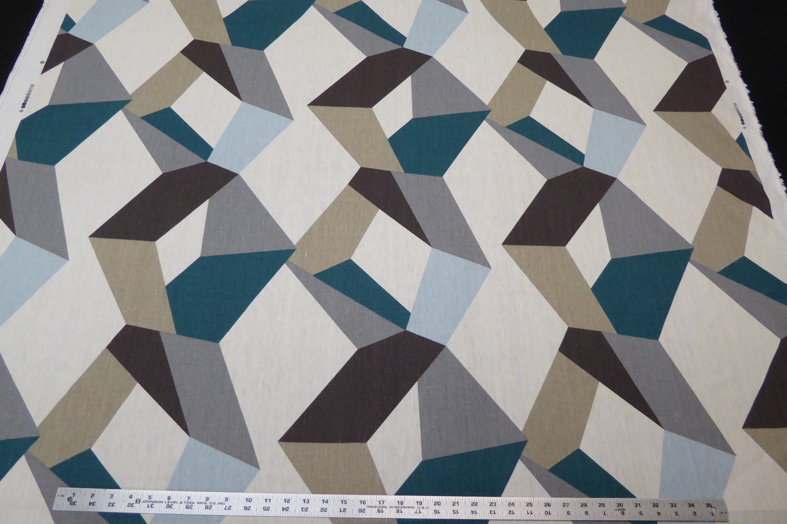 Kravet Urbantwist .635 Teal Designer  Linen Fabric Modern Geometric Abstract