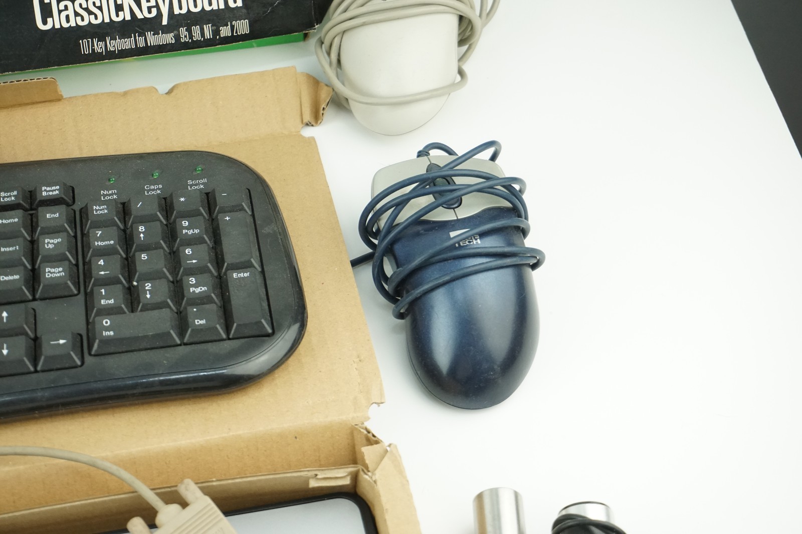 Lot of Computer Keyboards, Vintage Computer Mice and Other Misc Cords