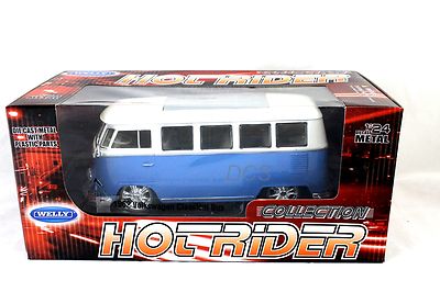 Welly 1962 VOLKSWAGEN CLASSICAL BUS BLUE WHITE TOP 1/24 Diecast Car 22095LRW-BL