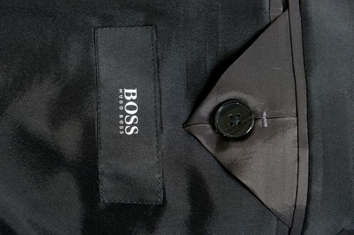 Pre-owned Hugo Boss "johnstons3/lenon1" Men's 100% Wool Gray Plaid Two Button Suit