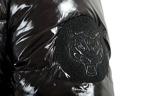 Plein Sport Women's Black Hooded Reversible Sherpa Logo Print Parka Jacket