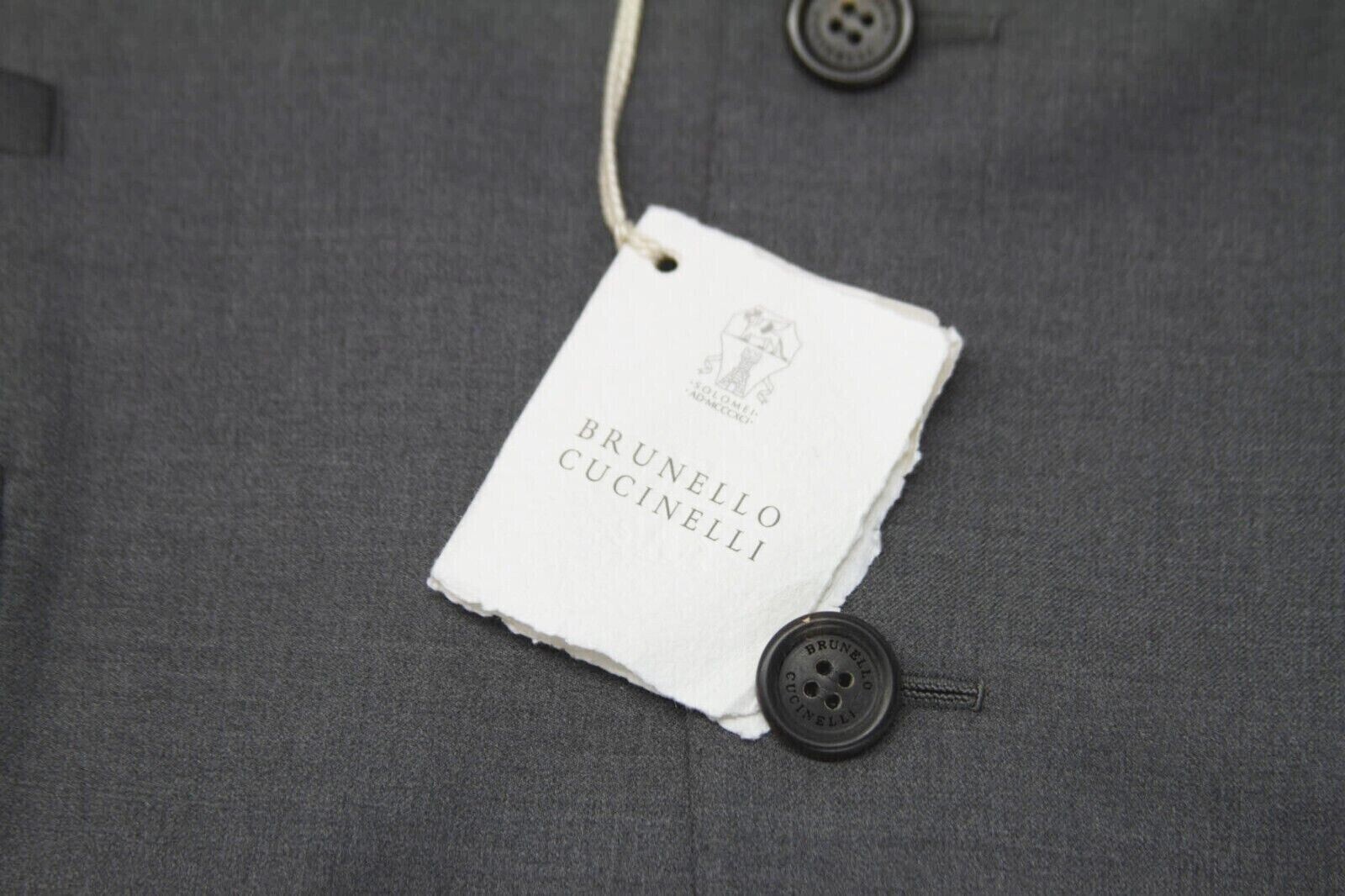 Pre-owned Brunello Cucinelli Nwt$4695  Men 100% Virgin Wool 2pc Suit With Logo Buttons A228 In Gray