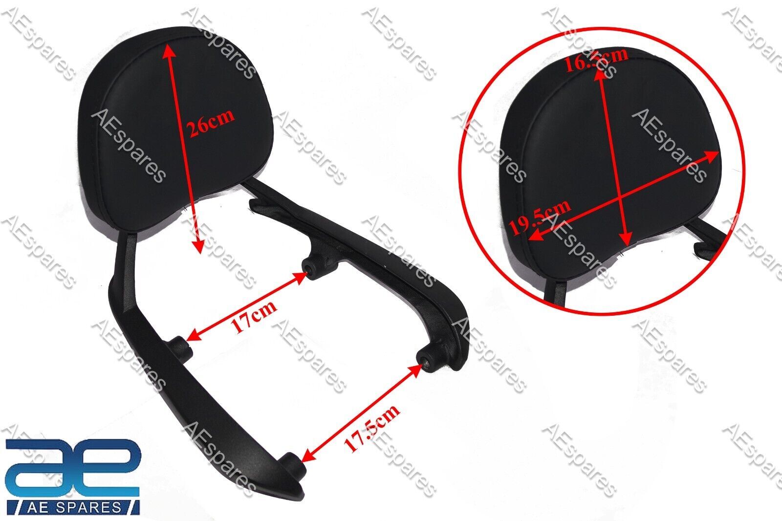 For Royal Enfield Meteor 350cc Passenger Back Rest With Back Rest Pad Black